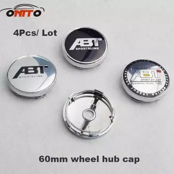4 шт., 60 мм, логотип ABT, центральная крышка колеса автомобиля, эмблема ступицы колеса, крышка, Стайлинг автомобиля для гольфа, поло, Passat B5 Touran Bora чёрный