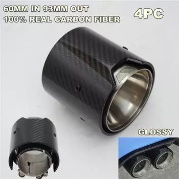 4 шт. 60 мм ВНУТРИ 93 мм Глянцевый НАРУЖУ Универсальный 100% Настоящий Карбоновый Выхлопной Наконечник Для BMW M Performance Выхлопная Труба