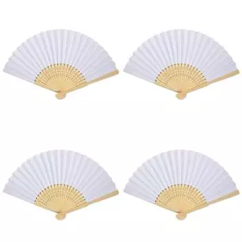 4 шт. 7/10/12 дюймов DIY Раскрашивание Веер Двусторонний DIY Пустой Складной Веер Лето 7inch-single side