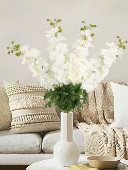 4 шт., 80 см, длинный стебель, живокость, латексные искусственные цветы Real Touch для высоких ваз, столов, дома, свадьбы, садового декора белый