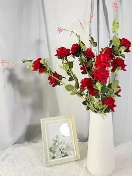 4 шт., 82 см, 20 головок, искусственный цветок розы, длинный стебель, искусственный цветок розы для свадьбы, свадебного дня рождения, вечеринки, столы, украшения дома, шелковый цветочный узор красный