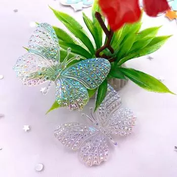 4 шт. AB прозрачная смола 3D бабочка с плоской задней частью горный хрусталь свадебная одежда для скрапбукинга аппликация с драгоценными камнями DIY ювелирные аксессуары прозрачный