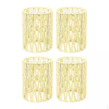 4 шт. абажуры из бумажной веревки цилиндрические богемные ретро-бохо сменный потолочный вентилятор Beige White