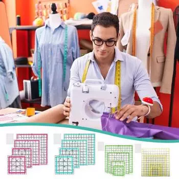 4 шт. акриловая линейка для квилтинга с нескользящими кольцами 4,5/6/9,5/12,5-дюймовая квадратная линейка для резки ткани с четкой маркировкой проекты для шитья и рукоделия синий