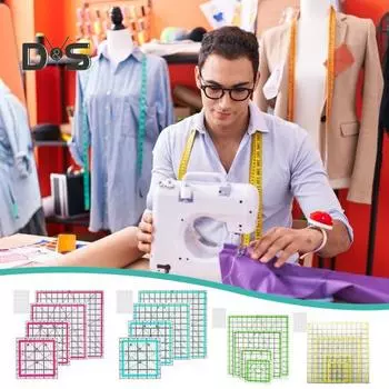 4 шт. акриловая линейка для квилтинга с нескользящими кольцами 4,5/6/9,5/12,5-дюймовая квадратная линейка для резки ткани с четкой маркировкой проекты для шитья и рукоделия синий