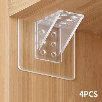 4 шт., акриловая полка, самоклеящаяся полка для шкафа, настенная вешалка, кронштейн, держатель для кухни, спальни 4pcs