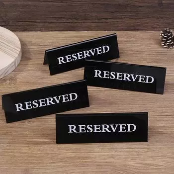 4 шт. акриловая табличка на стол, табличка для ресторана отеля, табличка с зарезервированным столиком, напоминание для украшения свадьбы, дня рождения, вечеринки чёрный