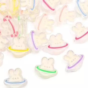 4 шт. акриловые бусины, капающие масло, прозрачный кролик для DIY ожерелье, браслет, серьги, изготовление ювелирных изделий жёлтый