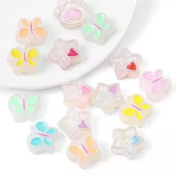 4 шт. акриловые бусины Русалка Ji капельное масло бабочка для изготовления ювелирных изделий DIY ожерелья браслет ремесленные аксессуары 18x20mm розовый