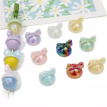 4 шт. акриловые бусины с бантом в форме кролика, очаровательные свободные бусины-разделители для ожерелья, брелок для ключей, сделай сам, изготовление ювелирных изделий красный