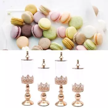 4 шт. Акриловые металлические банки для конфет, свадебные банки для хранения конфет, кексов, десертная тарелка с золотыми крышками