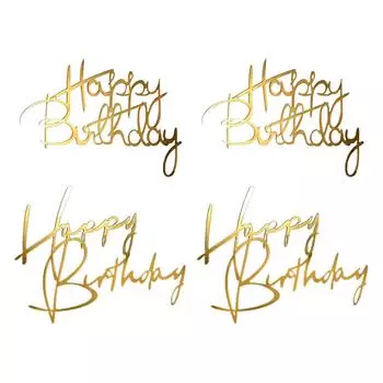 4 шт. Акриловые С Днем Рождения Десерт Дети Взрослые Торт Топпер Вечеринка DIY Украшения золотой