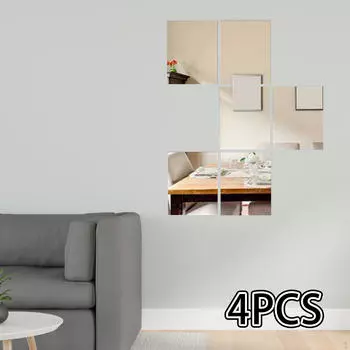 4 шт. акриловые зеркальные наклейки на стену, наклейка на стену, зеркало, съемные листы плитки для тренажерного зала