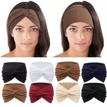 4 шт. эластичная мягкая повязка на голову, хорошая эластичная повязка на голову с узлом, однотонная эластичная моющаяся повязка на голову, аксессуар для волос 1