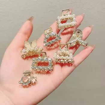 4 шт. элегантные шпильки со стразами для женщин, модные геометрические заколки-краб для волос, головные уборы, заколки для волос в виде конского хвоста, аксессуары для волос в виде краба