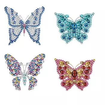 4 шт. Алмазная картина брошь бабочка DIY алмазные булавки для свадебного подарка # LL279