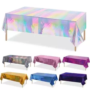 4 шт. алюминиевая фольга скатерти блестящие радужно-черные прямоугольные скатерти обеденный стол крышка для свадебной вечеринки банкет украшения