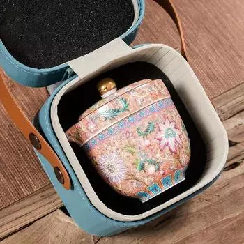 4 шт., эмалированный цветной керамический чайный сервиз, портативный дорожный чайный сервиз, экспресс-чашка, включает в себя один горшок и три чашки, подарки на весенний фестиваль, чайные аксессуары