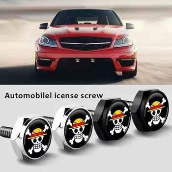 4 шт., аниме-стикеры, металлические винты, болты для номерного знака, универсальный автомобиль, мотоцикл, персонализированные аксессуары для номерного знака чёрный