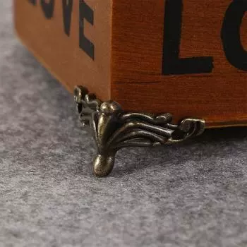 4 шт. антикварный угловой протектор, бронзовый сундук для ювелирных изделий, деревянный корпус, декоративные ножки, металлический угловой кронштейн, фурнитура античный бронзовый