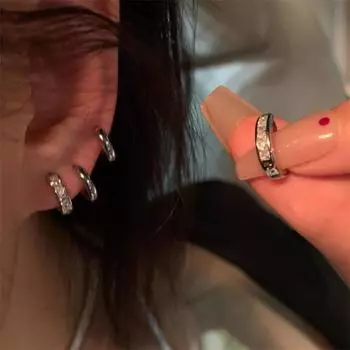 4 шт. эстетические серьги-кольца из циркония простые застежки для ушей для женщин и девушек модные крутые повседневные ювелирные изделия аксессуары A1