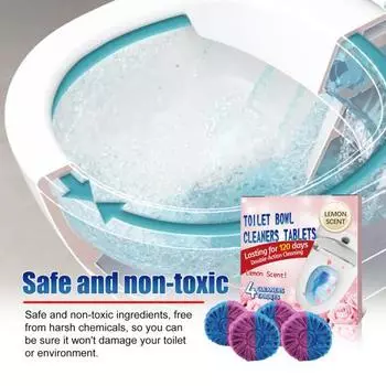 4 шт., автоматические таблетки для чистки унитаза, быстродействующие, быстрорастворимые, долговечные блоки для чистки бачка унитаза для ванной комнаты