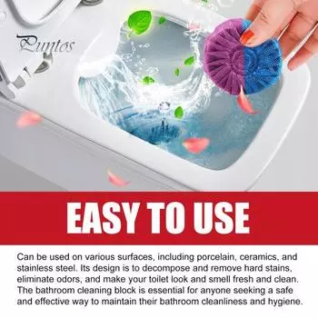 4 шт., автоматические таблетки для чистки унитаза, быстродействующие, быстрорастворимые, долговечные блоки для чистки бачка унитаза для ванной комнаты 4pcs