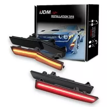 4 шт. Автомобильная лампа для Dodge Challenger SRT Hellcat 2015-2022 гг., широкофюзеляжная передняя и; Задние боковые габаритные фонари, указатели поворота для парковки 2pc Rear red