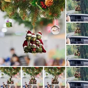 4 шт. Автомобильная подвеска на рождественскую елку, подвесное украшение со шнурком, легко повесить подвеску на зеркало заднего вида, мультяшное подвесное украшение Sets