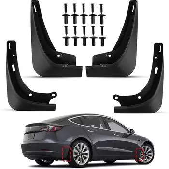 4 шт. автомобильные брызговики для Tesla Model 3, установка модели, бесплатная Y-брызговики, брызговики, крыло, переднее заднее колесо, брызговик матовый черный