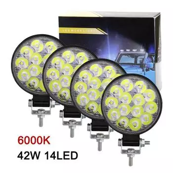 4 шт. Автомобильные светодиодные рабочие фары 14 светодиодов 42 Вт 6500 К внедорожные рабочие фары модифицированные инженерные фары прожекторы для квадроцикла UTV грузовик тягач