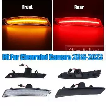 4 шт. автомобильных янтарных/красных светодиодных передних/задних боковых габаритных фонаря для Chevrolet Chevy Camaro 2016 2017-2024 заменяют оригинальные боковые габаритные фонари