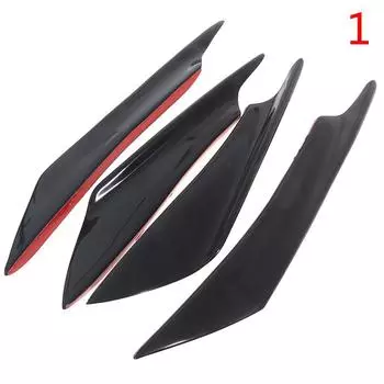 4 шт., автомобильный бампер из углеродного волокна, плавник-канард, сплиттер, диффузор, спойлер, воздушный нож 1(Bright black)