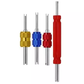 4 шт., автомобильный кондиционер, клапаны, сердечники, гаечный ключ, инструмент для установки, набор для ремонта, ключ для удаления сердечников клапанов, инструмент