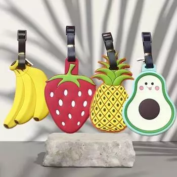 4 шт., аксессуары для багажа с фруктами, бирка против потери, дорожная посадочная бирка из ПВХ, багажная бирка из мягкого пластика, транспортировочная бирка 4pcs