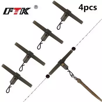 4 шт. Аксессуары для ловли карпаЗажимы для грузилБыстрая сменаПоворотный хвостРезиновый рукав против запутыванияПодходит для оснасток для ловли карпаГрубые рыболовные снасти 1#