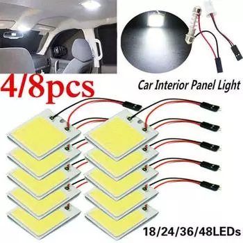 4 шт. Аксессуары для салона автомобиля 18/24/48 SMD T10 4 Вт 12 В COB Панель салона автомобиля Светодиодные лампы Лампочка для автомобильного плафона Автомобильная панель