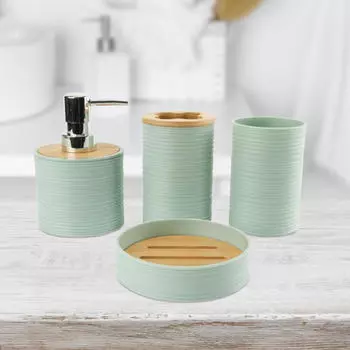 4 шт. Аксессуары для ванной комнаты, стакан для ополаскивателя рта, декор для ванной комнаты в стиле модерн, мыльница, аксессуар для ванной темно-зеленого
