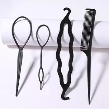 4 шт. аксессуары для волос, женские инструменты для волос, повязка на голову, шарик, французский твист, волшебный инструмент для самостоятельного изготовления булочек, милые повязки на голову, повязка на голову, посуда, повязка для волос розы красного