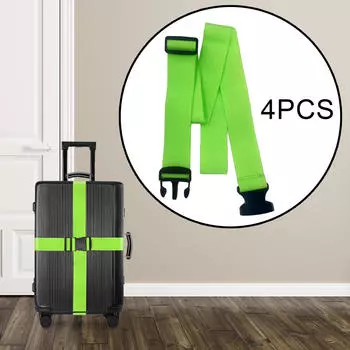 4 шт. багажных ремней для чемоданов, регулируемые быстросъемные пряжки, дорожные аксессуары Green