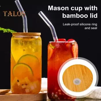 4 шт. бамбуковая крышка с отверстием для соломинки, герметичная силиконовая уплотнительная крышка, 2,76-дюймовая крышка для консервирования, сменная бамбуковая крышка для обычных банок для рта для пивных бокалов