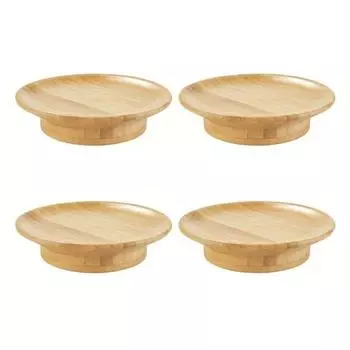 4 шт. Бамбуковая подставка-тарелка для винного бокала, Шарм для винного бокала, Мини-бамбуковая сырная тарелка, Деревянные подносы для закусок для семейных посиделок, Ресторанов 4pcs