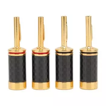 4 шт. банановый штекер, латунный, позолоченный, черный, карбоновый, разъем для провода 5 мм