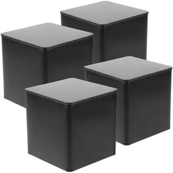 4 шт. банка для хранения кофейных зерен, чая, листьев, сахара, офисная миска, жестяной контейнер, коробки для подарков, маленькие 8.5X8.5cm белый