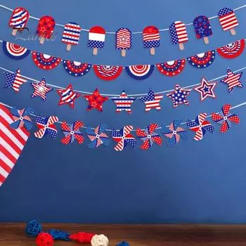 4 шт., баннер с американским флагом, красный, белый, синий, в полоску со звездами, ветровые прядильщики, украшение для двора, сделай сам, товары для вечеринки в честь Дня независимости A