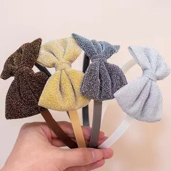 4 шт. Банты для волос для девочек с повязками для волос, мягкие блестящие банты, повязки на голову для девочек, детские аксессуары для волос, пластиковая повязка на голову с зубчиками, головной убор