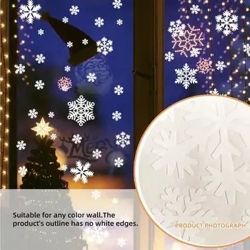 4 шт. белые снежинки на окна рождественские наклейки на стену стеклянные наклейки на окна рождественские украшения для дома новогодние подарки CHINA