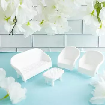 4 шт. Белый кукольный домик своими руками миниатюрная гостиная антикварный диван стол модель детская игрушка