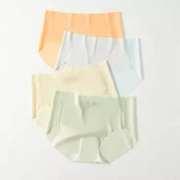 4 шт., бесшовные женские трусики, однотонное нижнее белье, сексуальные женские трусы с низкой посадкой, женские трусы из ледяного шелка, однотонное тонкое женское белье M