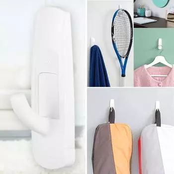 4 шт. бесследных больших хозяйственных крючка грузоподъемностью 2 кг самоклеящиеся простые в установке настенные крючки без повреждений белый